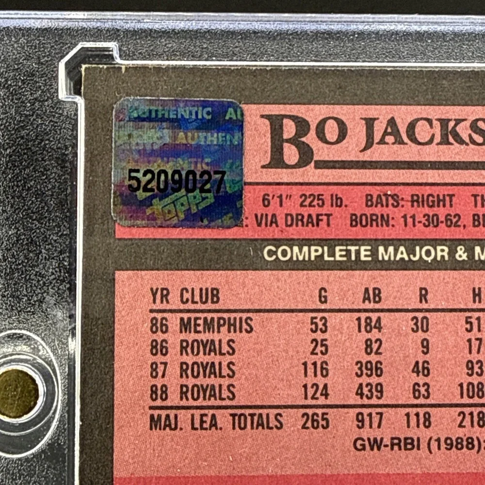 1989 Topps BO JACKSON Kansas City Royals Baseball Card #540 Autographed /300